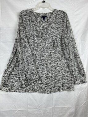 Gap Women's Long-Sleeve Woven Blouse Sz L Leopard print Flowy Comfy Lightweight